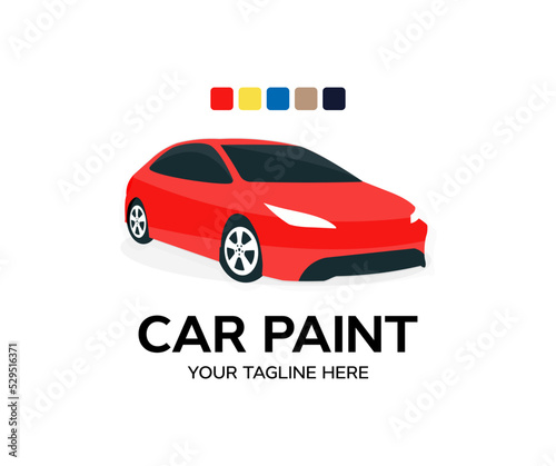Automotive car paint logo design. Auto Car Painting vector design and illustration.