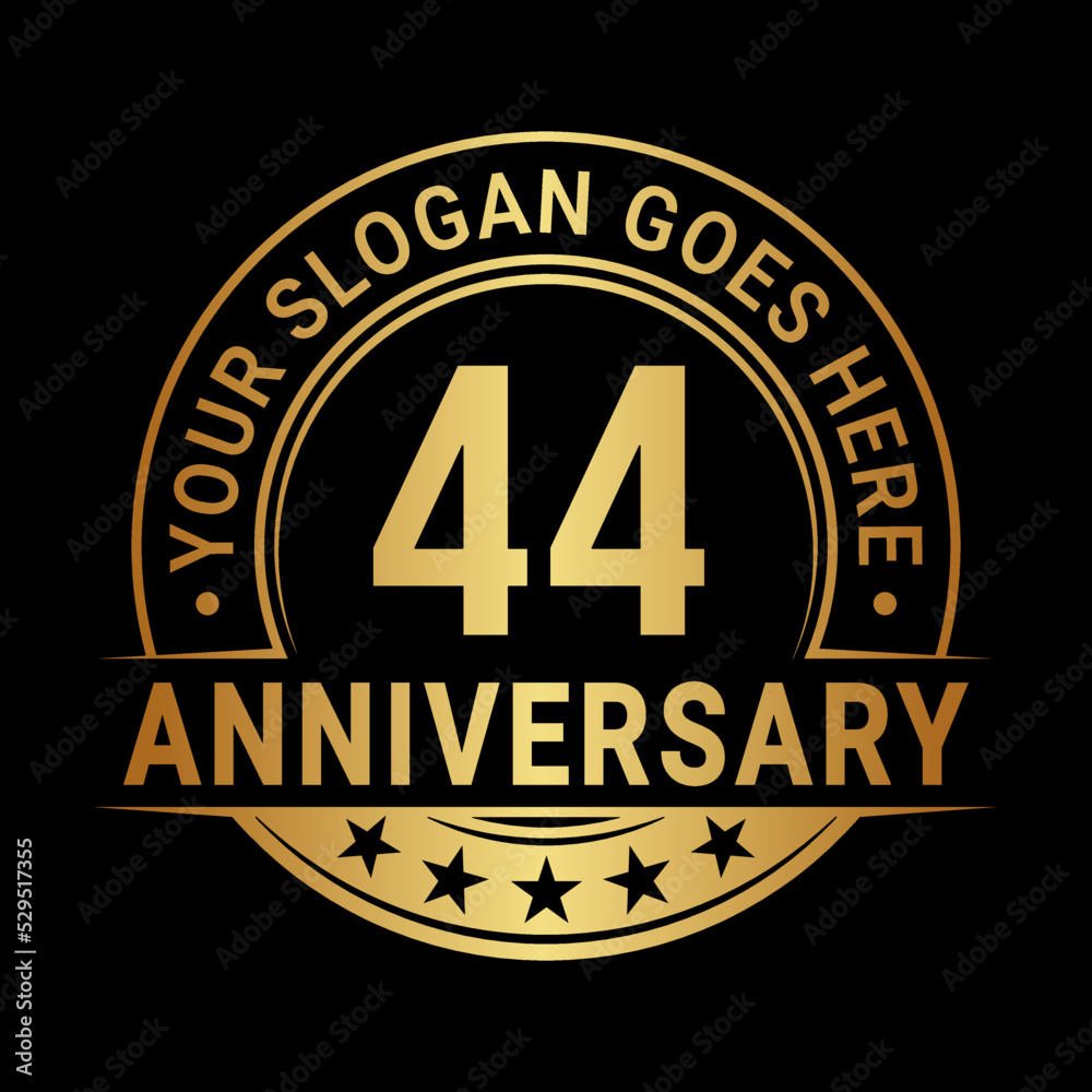 44 years anniversary logo design template. Vector illustration