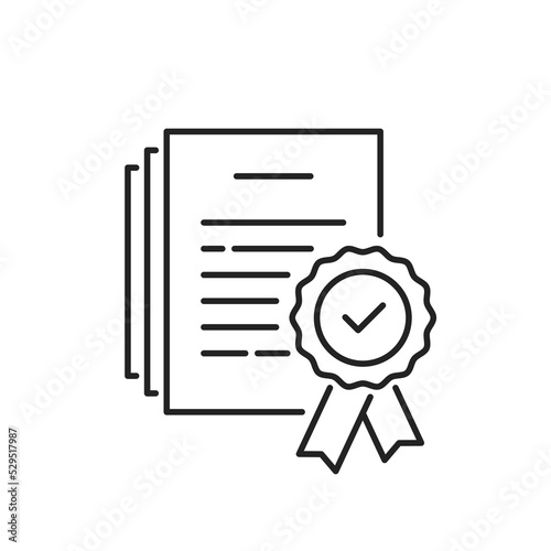 scholarship certificate or license thin line icon
