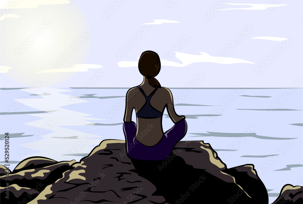 Fototapeta premium girl sitting in pose ardhapadmasana