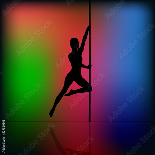 Vector sexy girl dances striptease on blur background 
