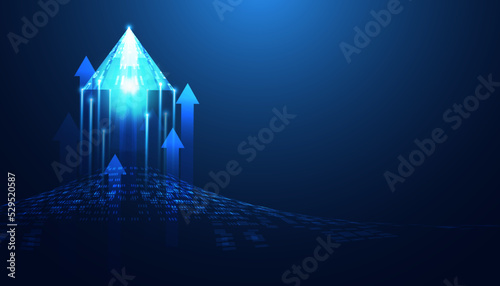 abstract blue light speed arrow Forward Blue Background Hi-Tech Concept Goal Attitude Goal For Success modern technology concept and Copy space