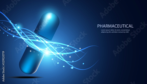 abstract medicine concept capsule 3d treatment modern technology medical on blue background image for wallpaper