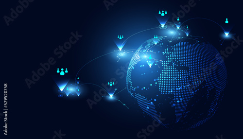 Abstract world Technology Communication Borderless Internet 5G Internet of Things communication between people, business, network on a modern background futuristic digital