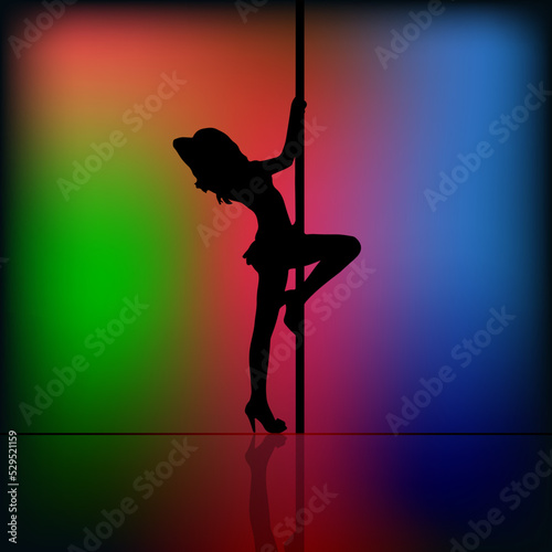 Pole dancer silhouette on blur background