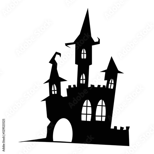 Design of a haunted house for Halloween isolated on a white background