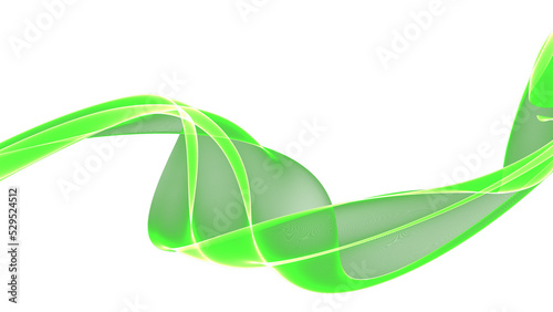 Bright green semi-transparent isolated ribbon overlay design element