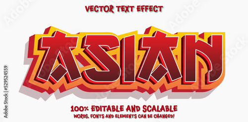 Asian editable text effect, asian style bold font concept ready for use to design banners, posters and social media. Typography effect template