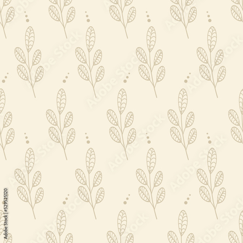 Abstract seamless pattern with flowers on a beige background. Decorative background of wavy plants. Banner, fabric, textile, packaging, design.