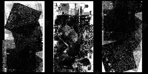 Social media covers with tiny roughen border frames and screen print textures . . grunge style . Post frame stories templates. Layout for promotion .Media banner .Vector 