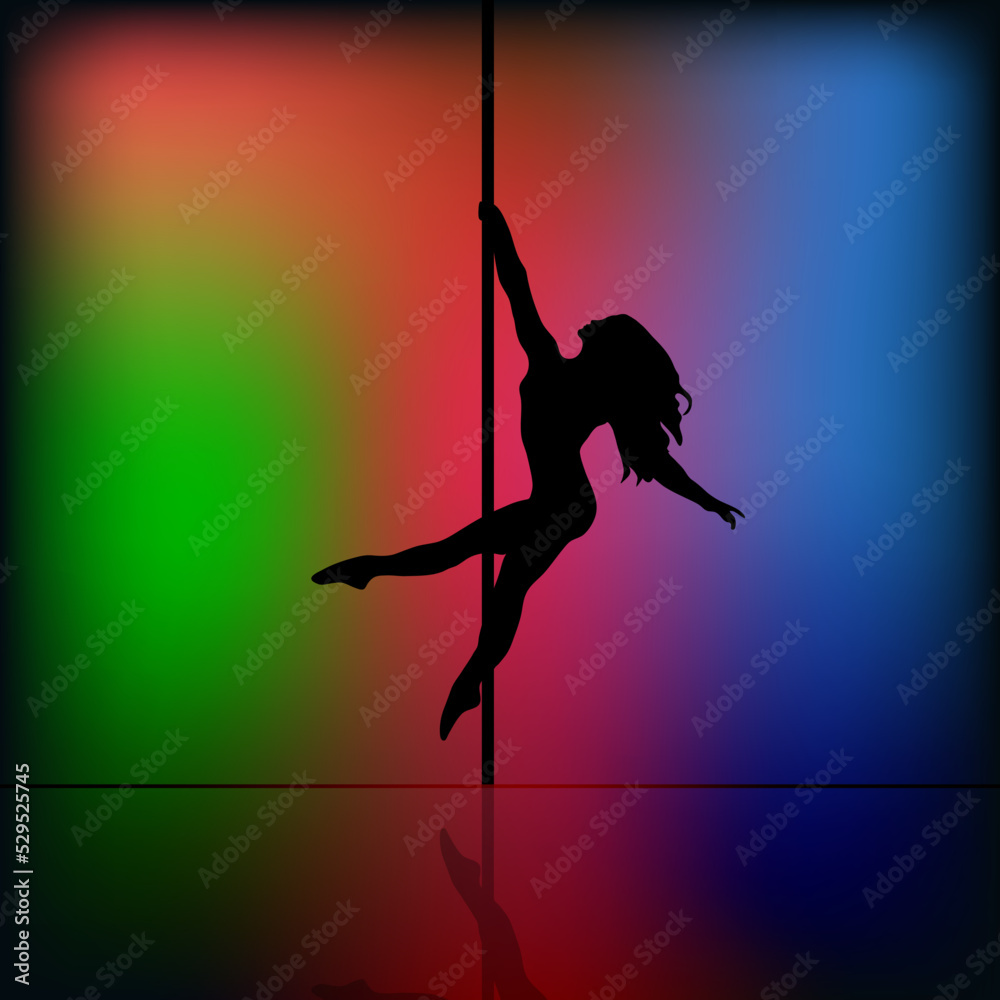 Pole dance women silhouette on blur background
