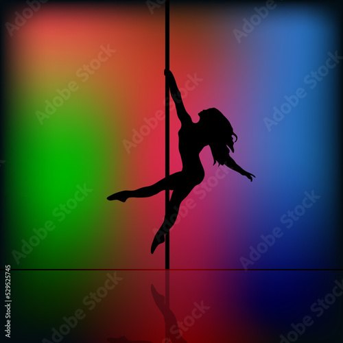 Pole dance women silhouette on blur background 