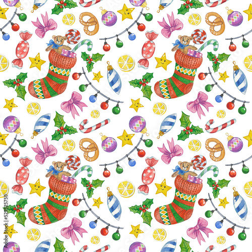 Watercolor Christmas pattern