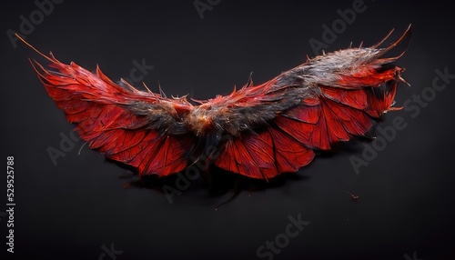 The body of the bat is captured in flight with its wings open.3D rendering photo