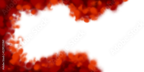 Abstract banner with red defocused liquid that flows. Watercolor blurred stains on a white background