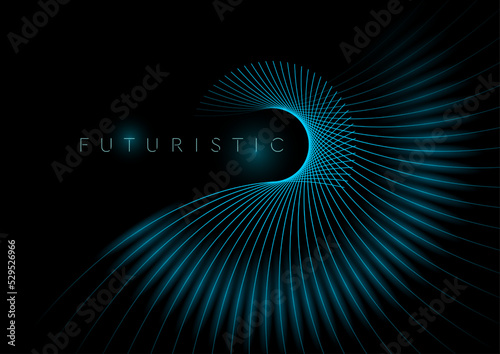 Dark blue minimal lines abstract glowing futuristic tech background. Vector digital art star rays design