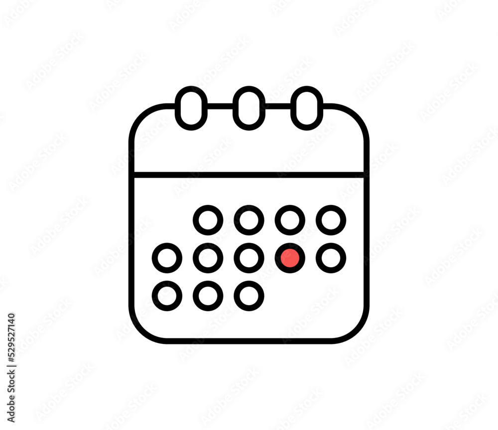 Flat line calendar Icon. Calendar on the wall. Vector illustration. Flat line calendar Icon. Calendar on the wall. Vector illustration.