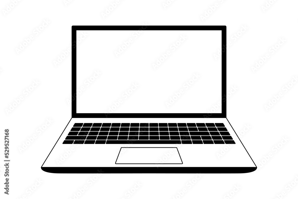 Laptop vector illustration line icon isolated on white background Laptop vector illustration line icon isolated on white background