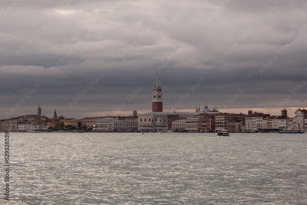 View of the St Mark's Campanile on the cloudy sky