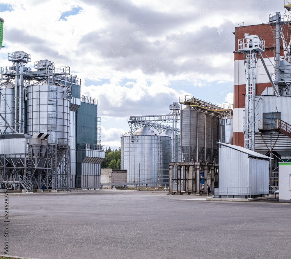 Agro silos granary elevator with seeds cleaning line on agro-processing ...