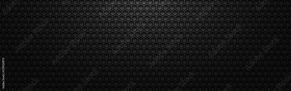 Hexagon metal background. Black 3d grid with light and shadow. Dark ...