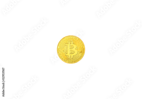 Bitcoinmünze in Gold auf transparentem Hintergrund. © Fotosphaere