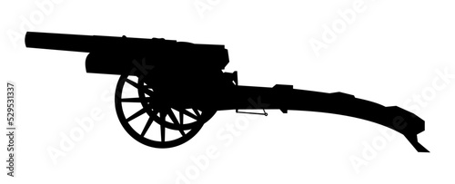  Silhouette of an old cannon on wheels - vector illustration