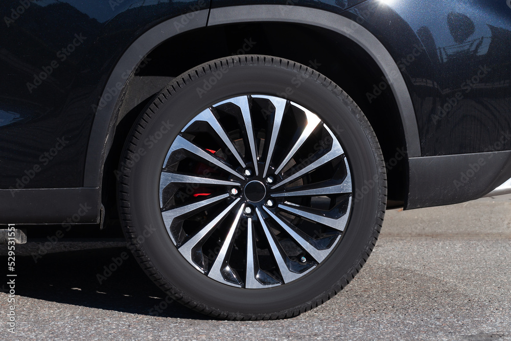 Luxury car wheel close up photo