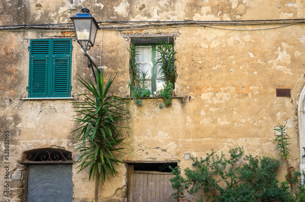 View of the old houses of the village of Buggio (Imperia Province, Liguria Region, Northern Italy). Old medieval town, is located above the Maritime Alps, near the Italy-French borders.