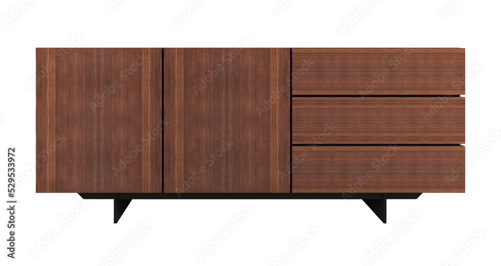 Minimalism wooden drawer cabinet. Transparent. png