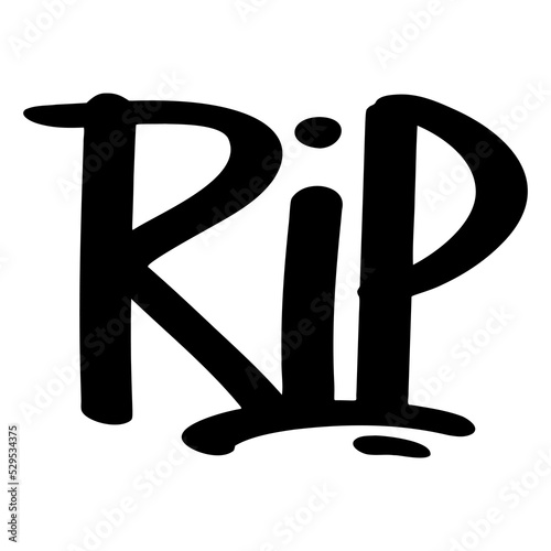 RIP handwritten text. Rest in peace abbreviation. Vector design lettering for passed away.