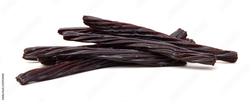 Bright black Licorice Candy shaped like a twisted rope Bright black Licorice Candy shaped like a twisted rope