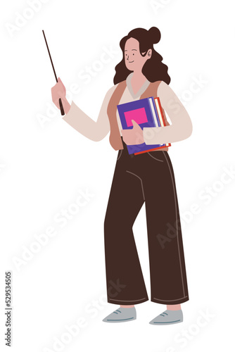 teacher with a stick