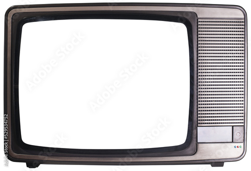 View of old television isolated on transparent background