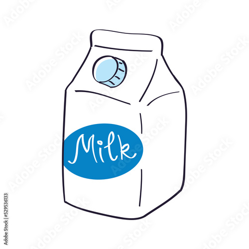 White milk carton box isolated cartoon vector illustration