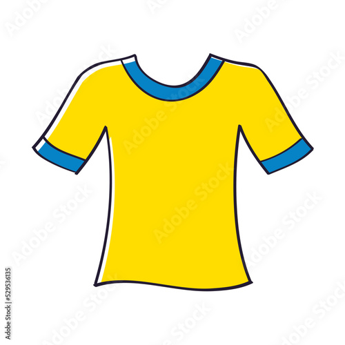 Yellow blue blank t-shirt isolated vector illustration