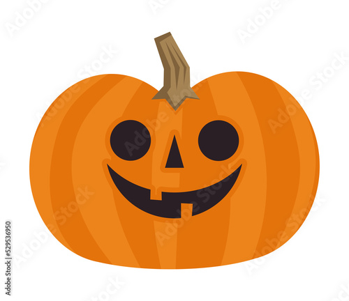 Halloween pumpkin with carved face in funny illustration style. PNG isolated. Cute spooky cartoon design.