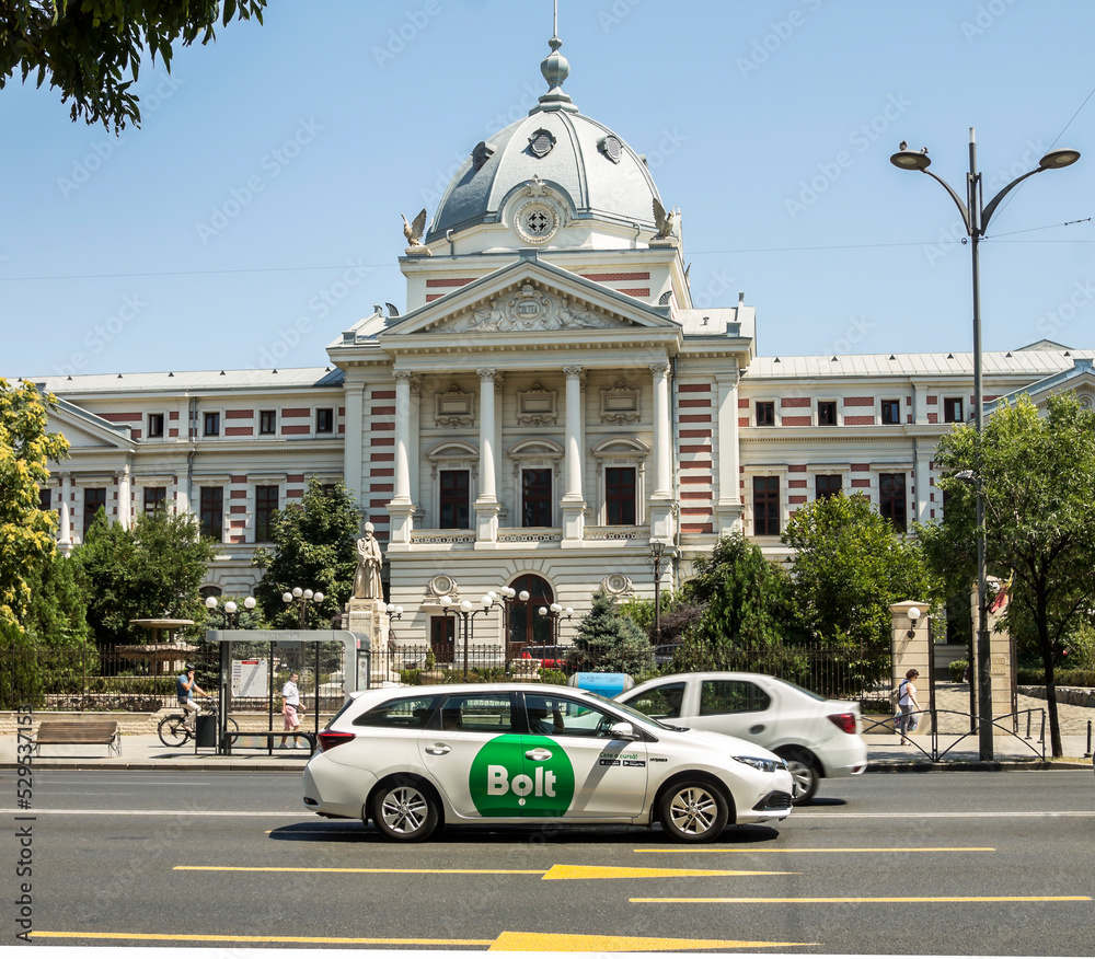 Bucharest, Romania Aug. 2022 Modern city taxi cab car with Bolt online ...