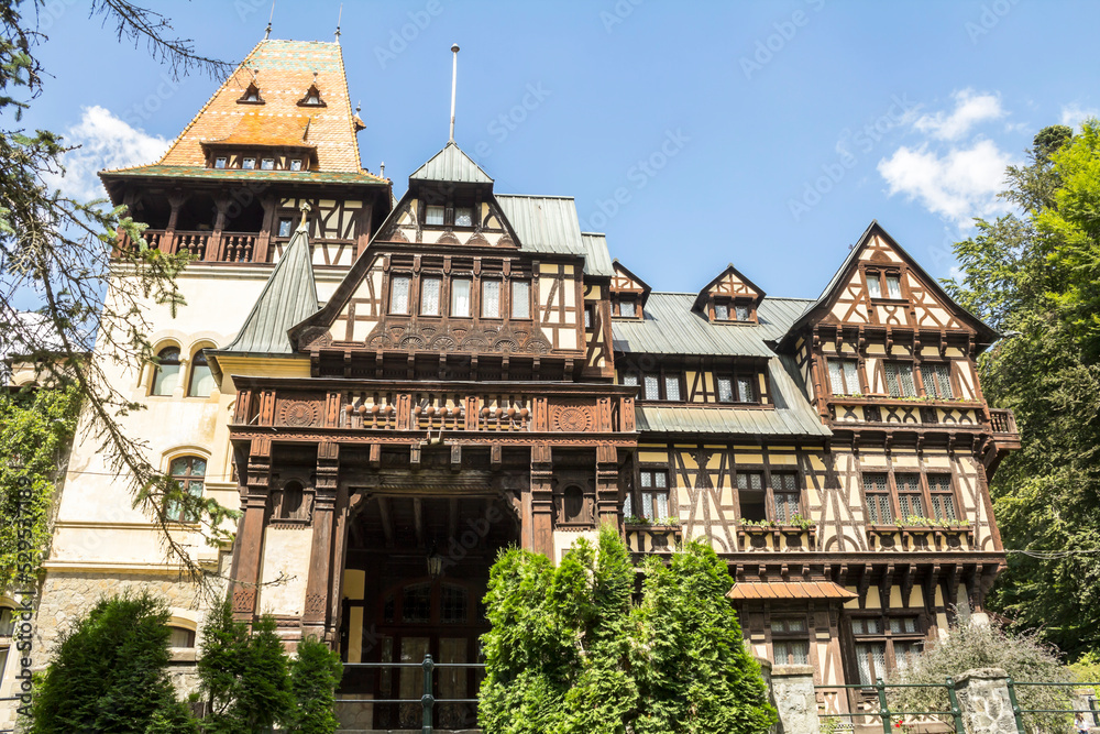 Sinaia, Romania : Pelisor castle summer residence in Sinaia, Romania, part of the same complex as the larger castle of Peles Sinaia, Romania : Pelisor castle summer residence in Sinaia, Romania, part of the same complex as the larger castle of Peles