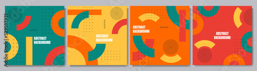 Vector illustration. Neo memphis pattern poster collection. Vibrant color background. Cool bright wallpapers. Design elements for social media, blog post, web banner. Abstract shape collage