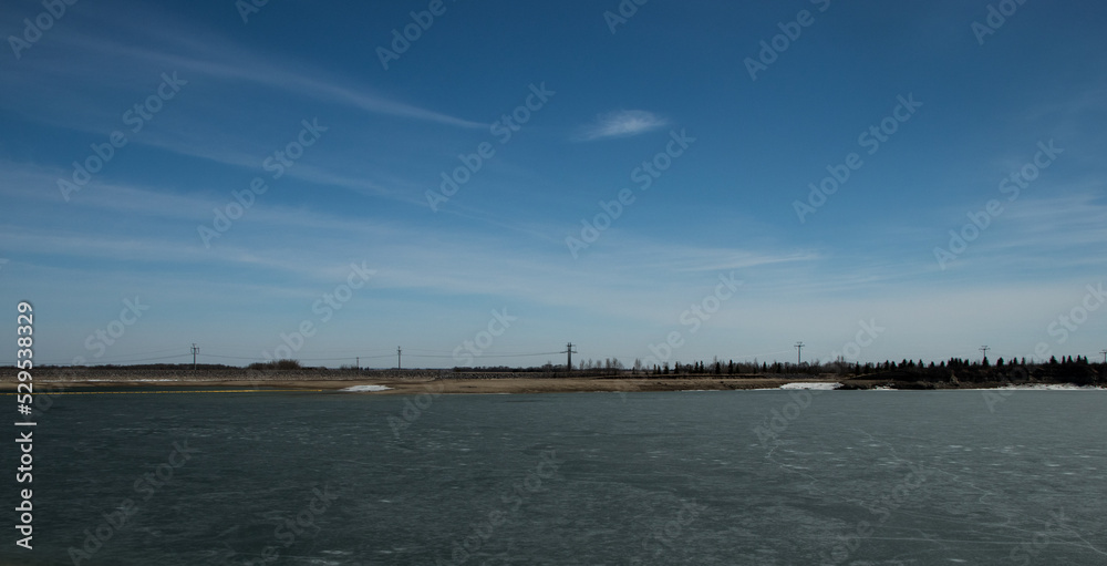 An early warm spring day. Dickson Dam, Red Deer County, Alberta, Canada