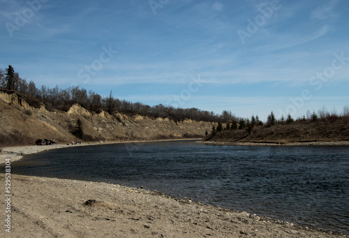 Fototapeta Naklejka Na Ścianę i Meble -  An early warm spring day. Dickson Dam, Red Deer County, Alberta, Canada