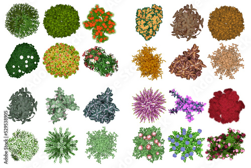 Pack of PNG vegetation. +6K. Flowering Bushes. Made from 3D model for compositing