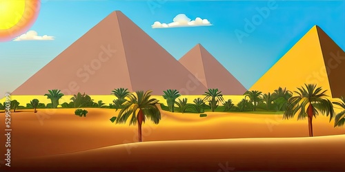 Egypt landscape with views of the pyramids