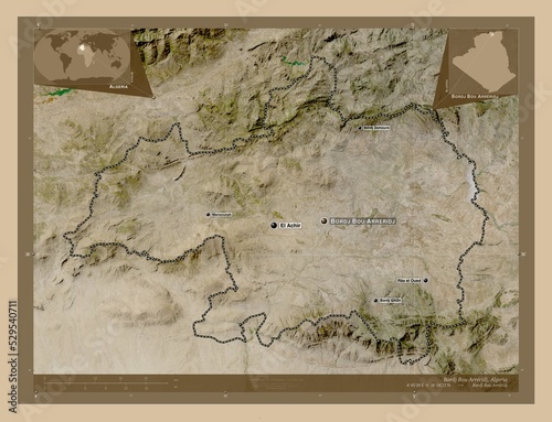 Bordj Bou Arreridj, Algeria. Low-res satellite. Labelled points of cities photo