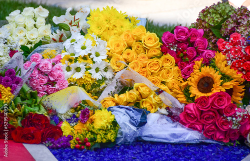 Vászonkép Flowers for memorials and vigils