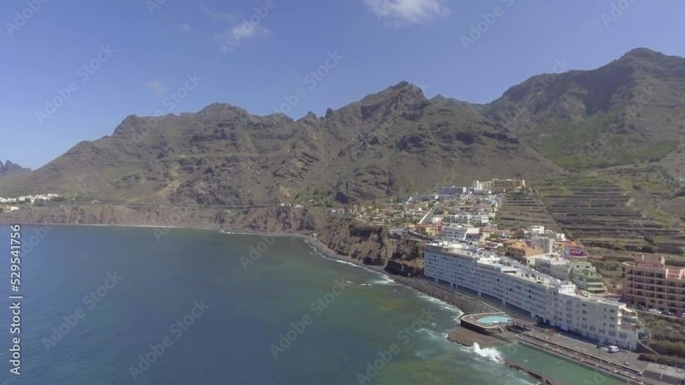 Tenerife, Canary Islands. Aerial view of Bajamar coastline in summer season, Spain Tenerife, Canary Islands. Aerial view of Bajamar coastline in summer season, Spain