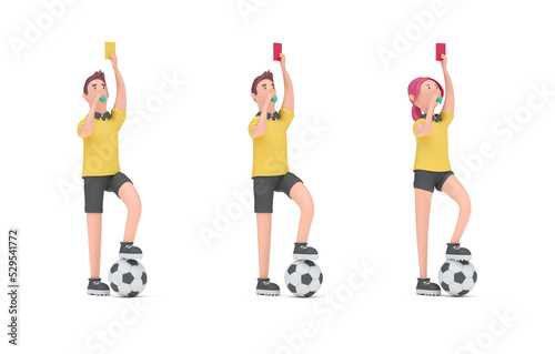 Set of Soccer Referee. 3D Illustration