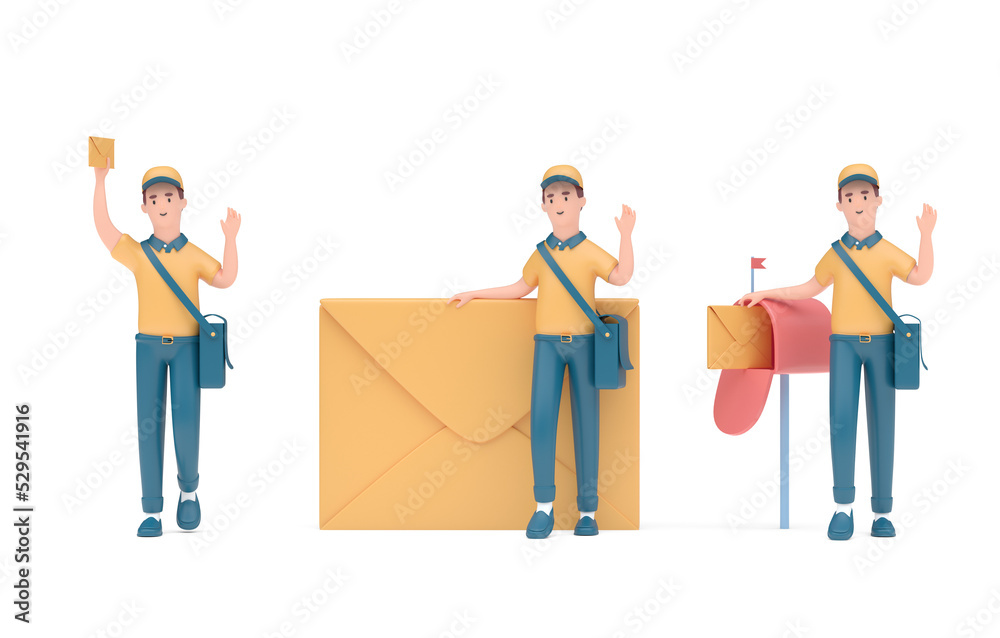 3D Postman Gesture. 3D Illustration