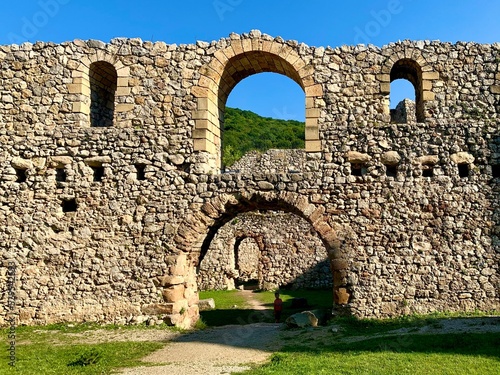 Arched entrance of the old medieval fortress near the Manasija Monastery in Despotavac, Serbia photo